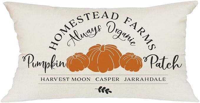 Fall Decor Pillow Cover 12x20 inch Pumpkin Patch Lumbar Throw Pillow for Fall Farmhouse Fall Deco... | Amazon (US)
