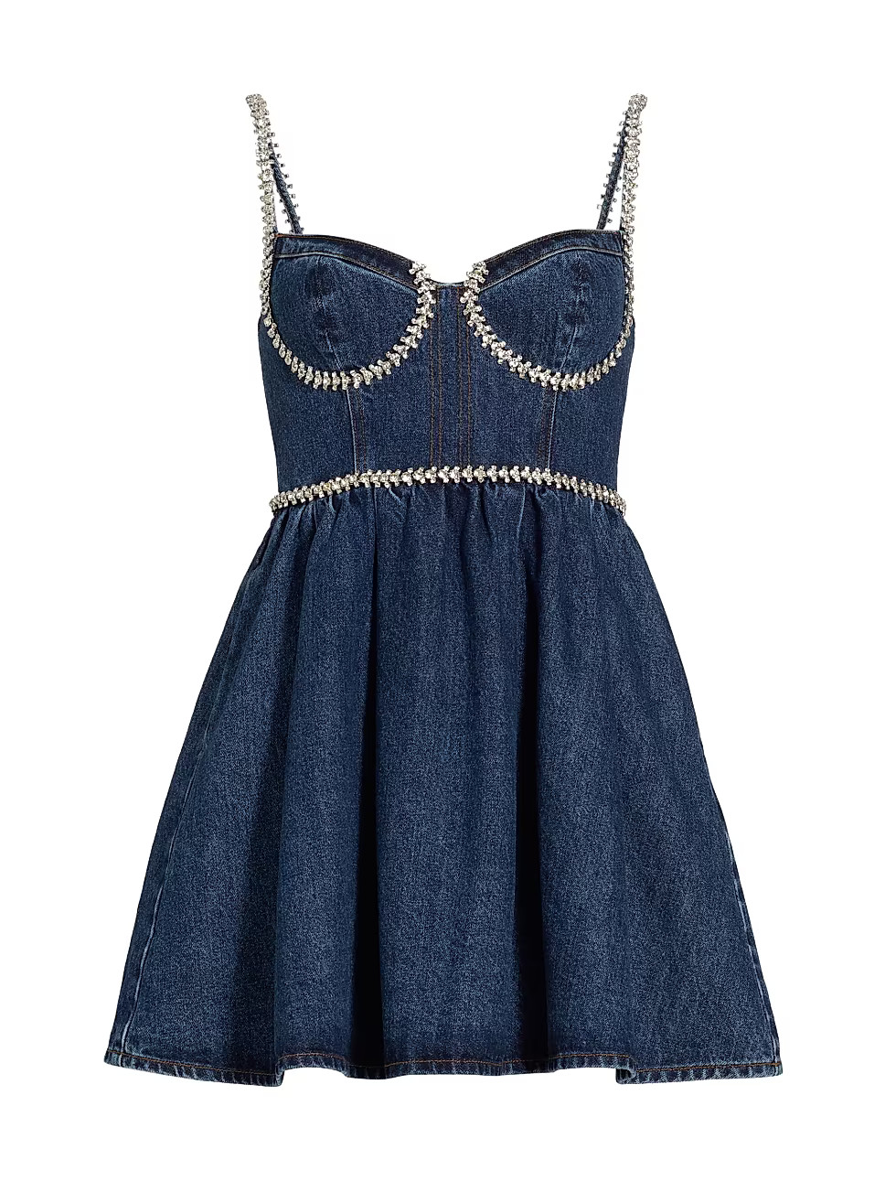 Denim Crystal-Embellished Minidress | Saks Fifth Avenue