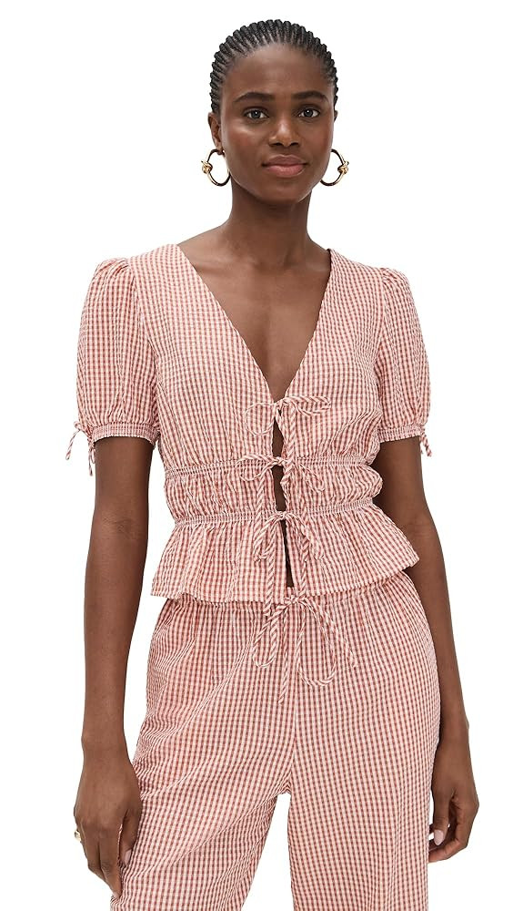 WAYF Women's Nina Tie Front Top | Amazon (US)