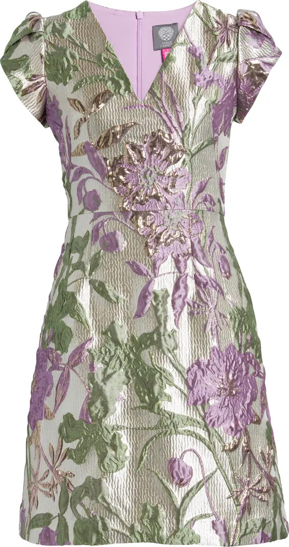 Vince Camuto Metallic Floral Jacquard A-Line Dress | Nordstrom | Nordstrom