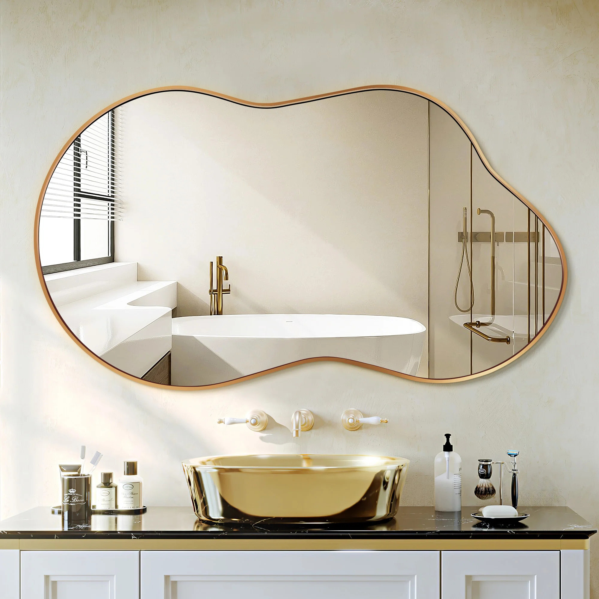 Latitude Run® Agnete Irregular Metal Wall Mirror Asymmetrical Accent Mirror for Bathroom & Revie... | Wayfair North America