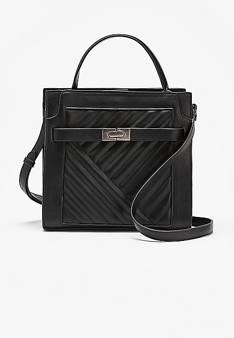 Black Quilted Satchel Bag | Maurices
