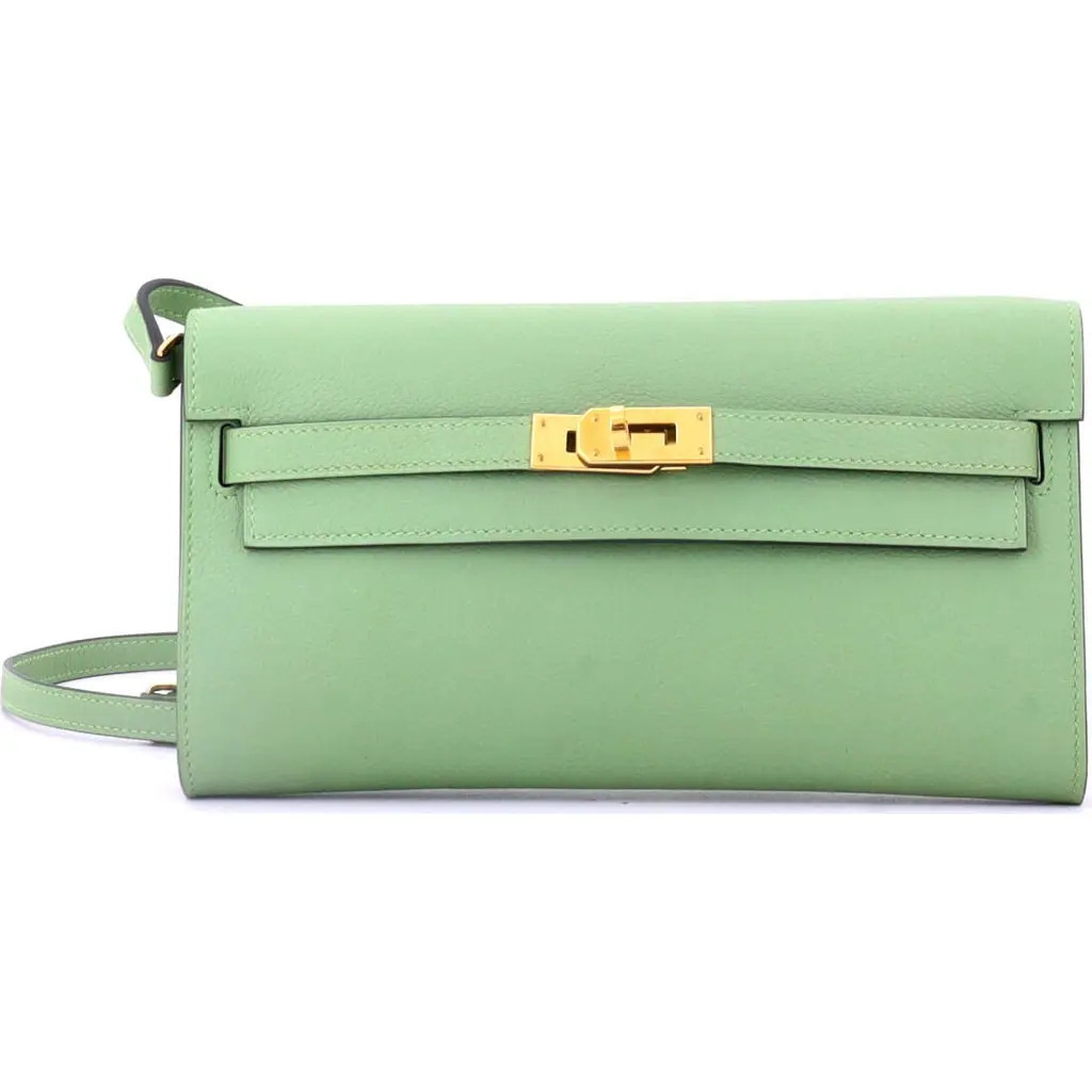 Pre-Owned Hermes Kelly To Go Wallet Evercolor in Vert Criquet at Nordstrom, Size X-Small | Nordstrom