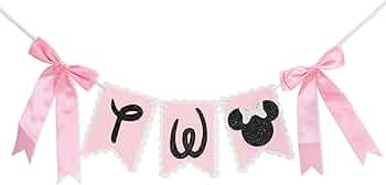 Mouse 2nd Birthday High Chair Banner - Mouse 2nd Birthday Decorations,Oh Twodles Banner,Pink Blac... | Amazon (US)