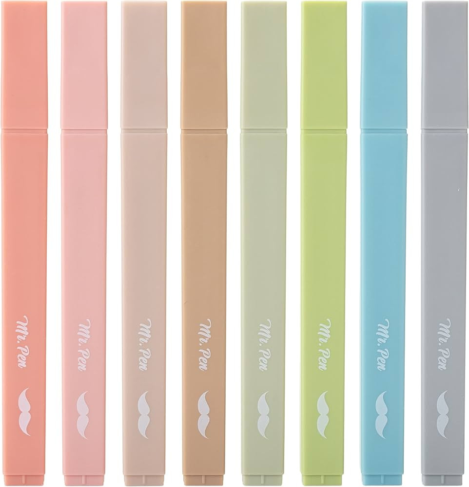 Mr. Pen- Aesthetic Highlighters, 8 pcs, Chisel Tip, Vintage Colors, No Bleed Bible Highlighter Pa... | Amazon (US)