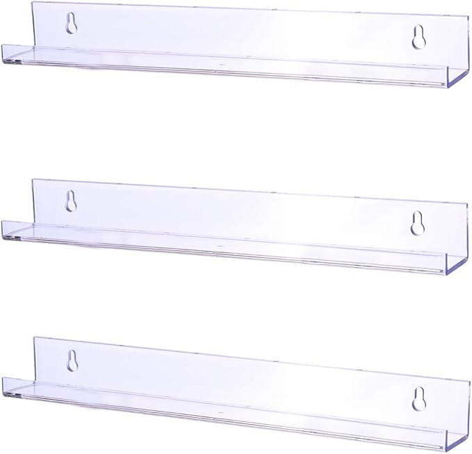 Sooyee 3 Pack 15 Inch Acrylic Invisible Kids Floating Book Shelves for Kids Room,Modern Picture L... | Amazon (US)