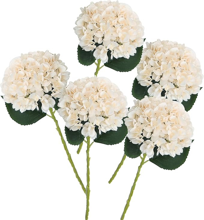 PARTY JOY Artificial Hydrangea Silk Flowers Bouquet Faux Hydrangea Stems for Wedding Centerpieces... | Amazon (US)