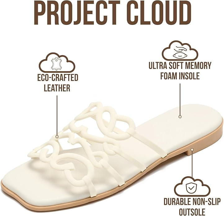 Project Cloud Womens Sandals with Memory Foam - Eco Crafted Leather Sandals for Women 2026 - Flat... | Amazon (US)