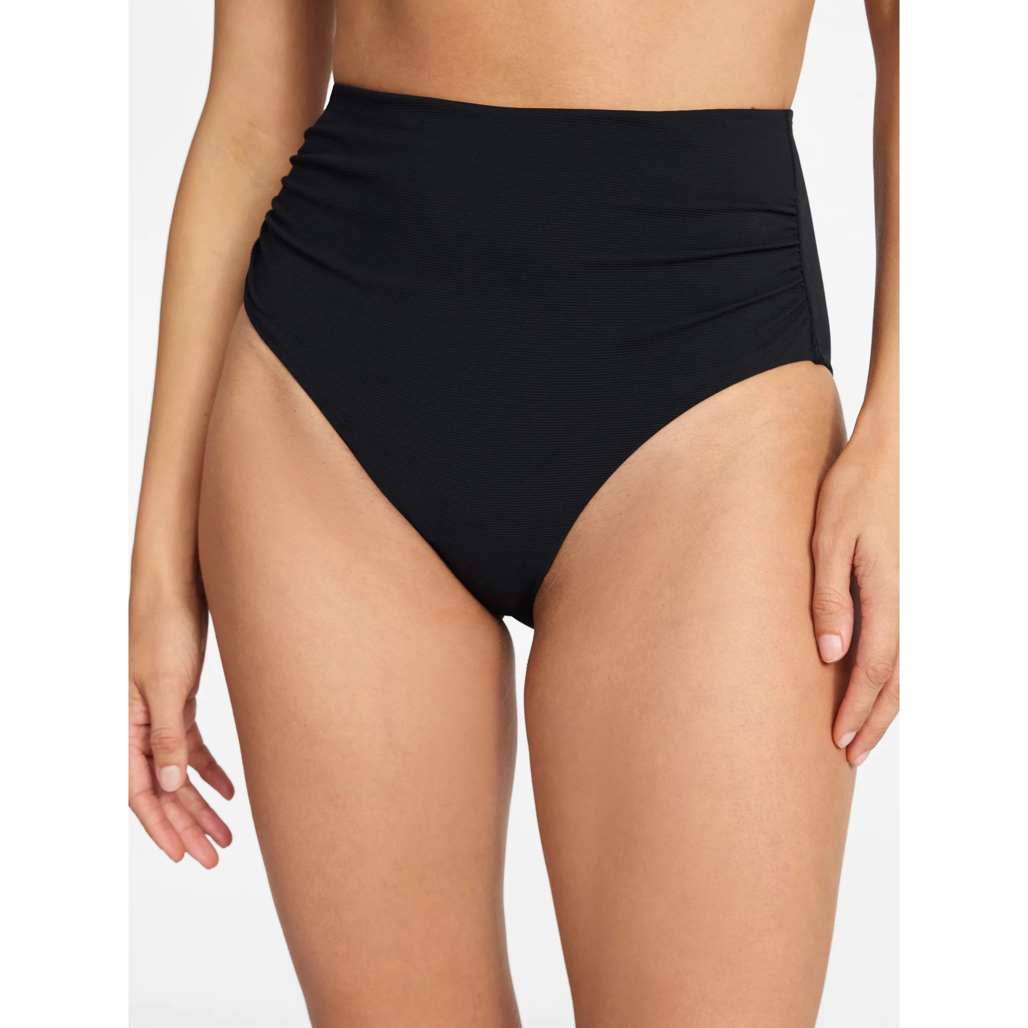 Time and Tru Women's and Women's Plus Size Ribbed High Waisted Bikini Bottoms, Sizes XS-3X | Walmart (US)