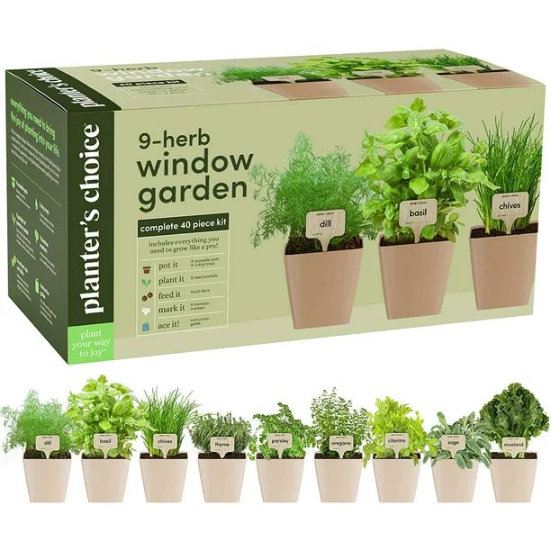 Planter's Choice Indoor Organic Herb Growing Kit - 9 Herb Window Garden -  Kitchen Windowsill Sta... | Walmart (US)