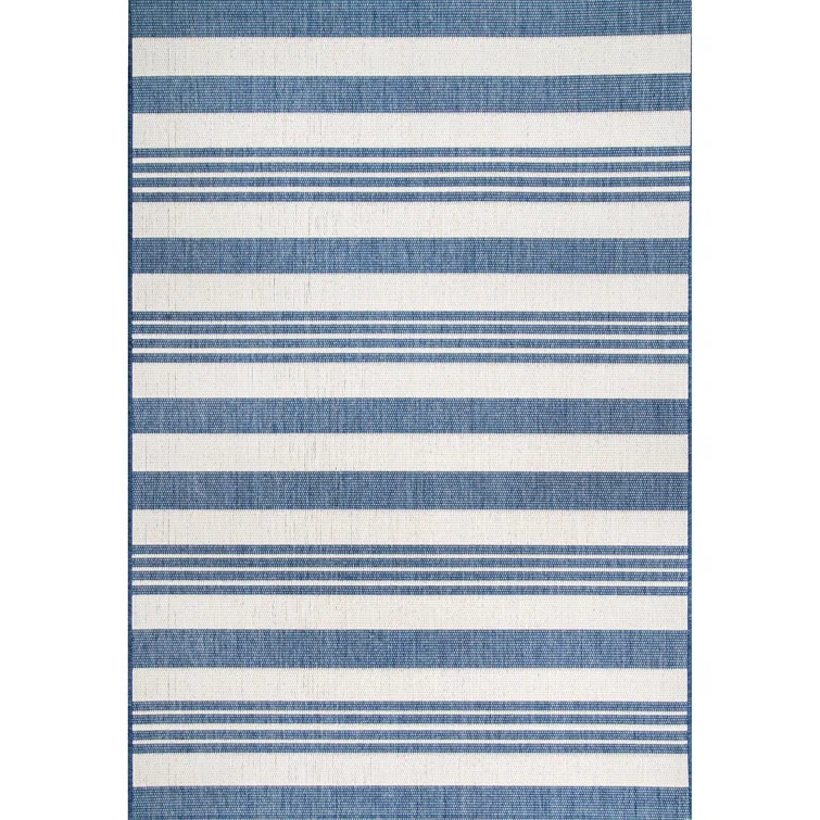 Soraya Striped Indoor / Outdoor Area Rug in Blue | Wayfair North America