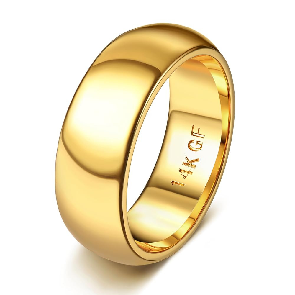 Florideco 14K Gold Filled Unisex Thumb Ring, Gold Band, Stackable Ring, Wedding Band, Size 8 | Amazon (US)