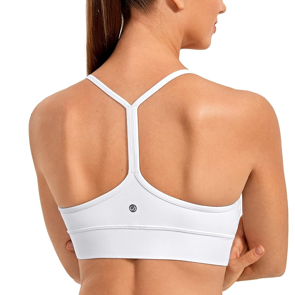 CRZ YOGA Butterluxe Womens Y-Back Racerback Sports Bra - Spaghetti Straps Wireless Scoop Neck Ath... | Amazon (US)