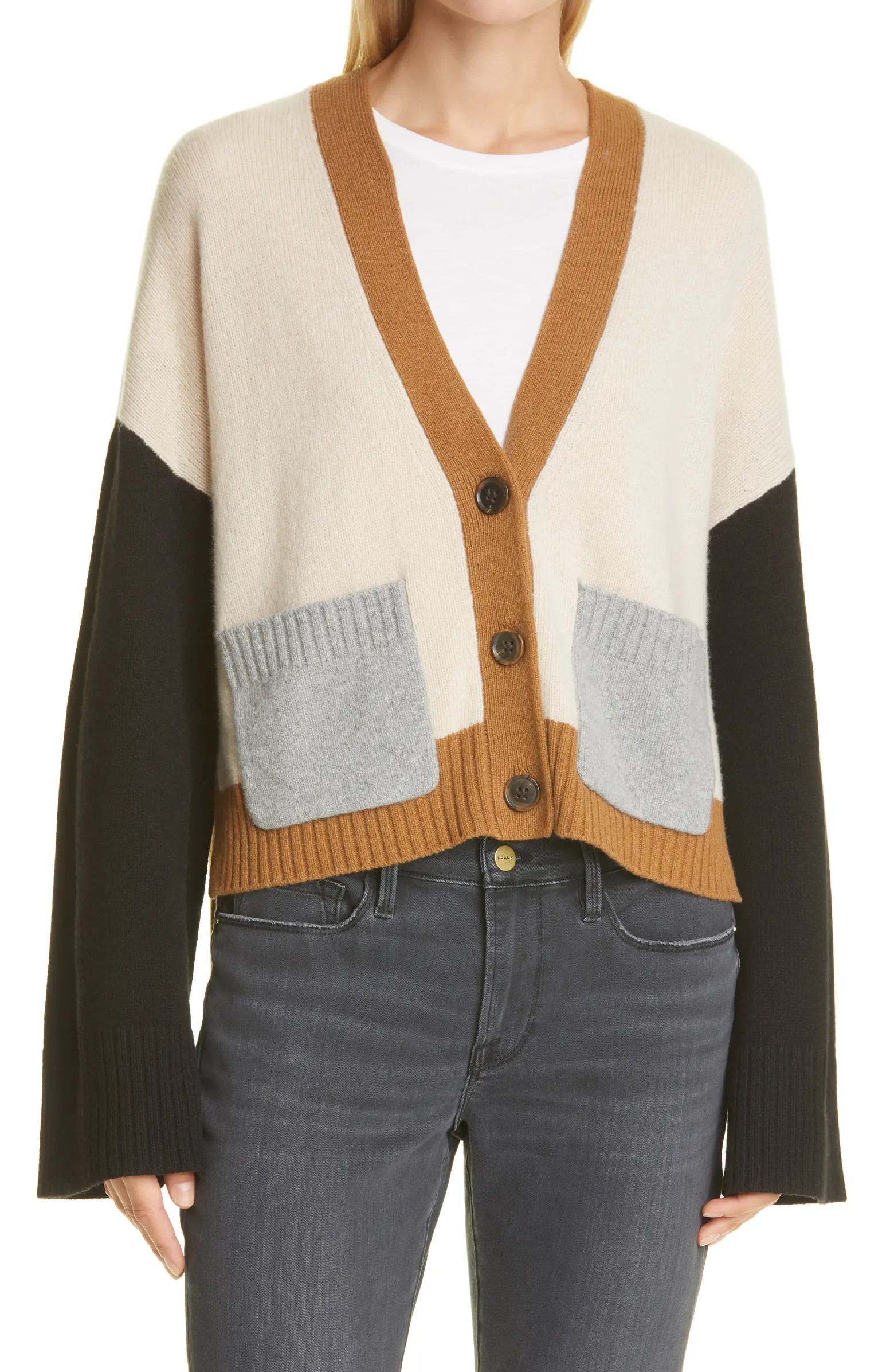 FRAME Colorblock Cashmere Cardigan | Nordstrom | Nordstrom