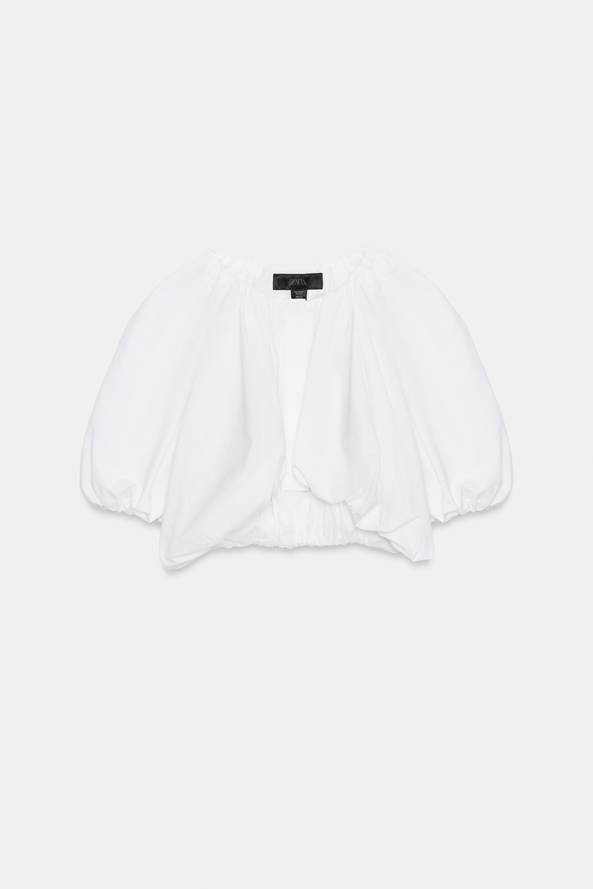 CROPPED POPLIN BALLOON TOP | Zara US