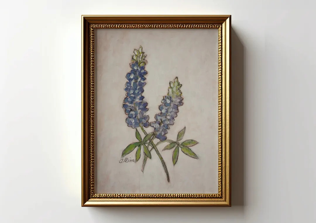 Bluebonnet Art Print: Texas Wildflower Painting Poster (unframed) - Etsy | Etsy (US)
