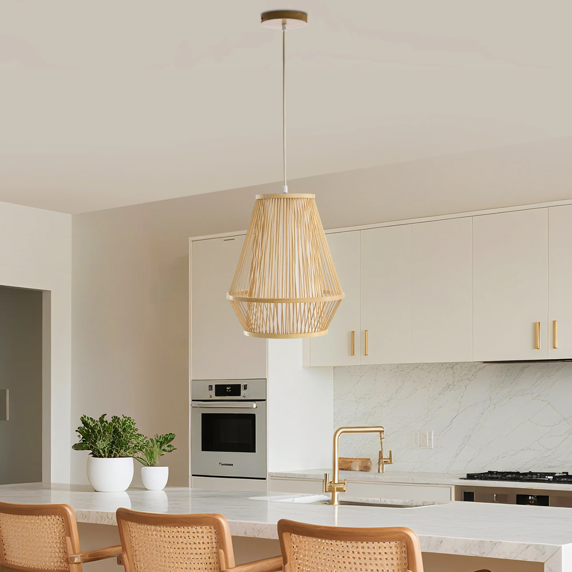 Handwoven Rattan Cone-shaped Tapered Bamboo Pendant Light | Wayfair North America