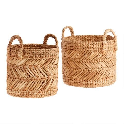 Natural Hyacinth Multi Weave Jacinta Tote Basket | World Market