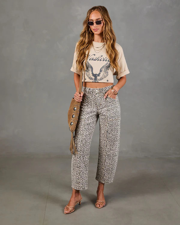 Dakota Rustler Animal Print Stretch Barrel Leg Jeans | VICI