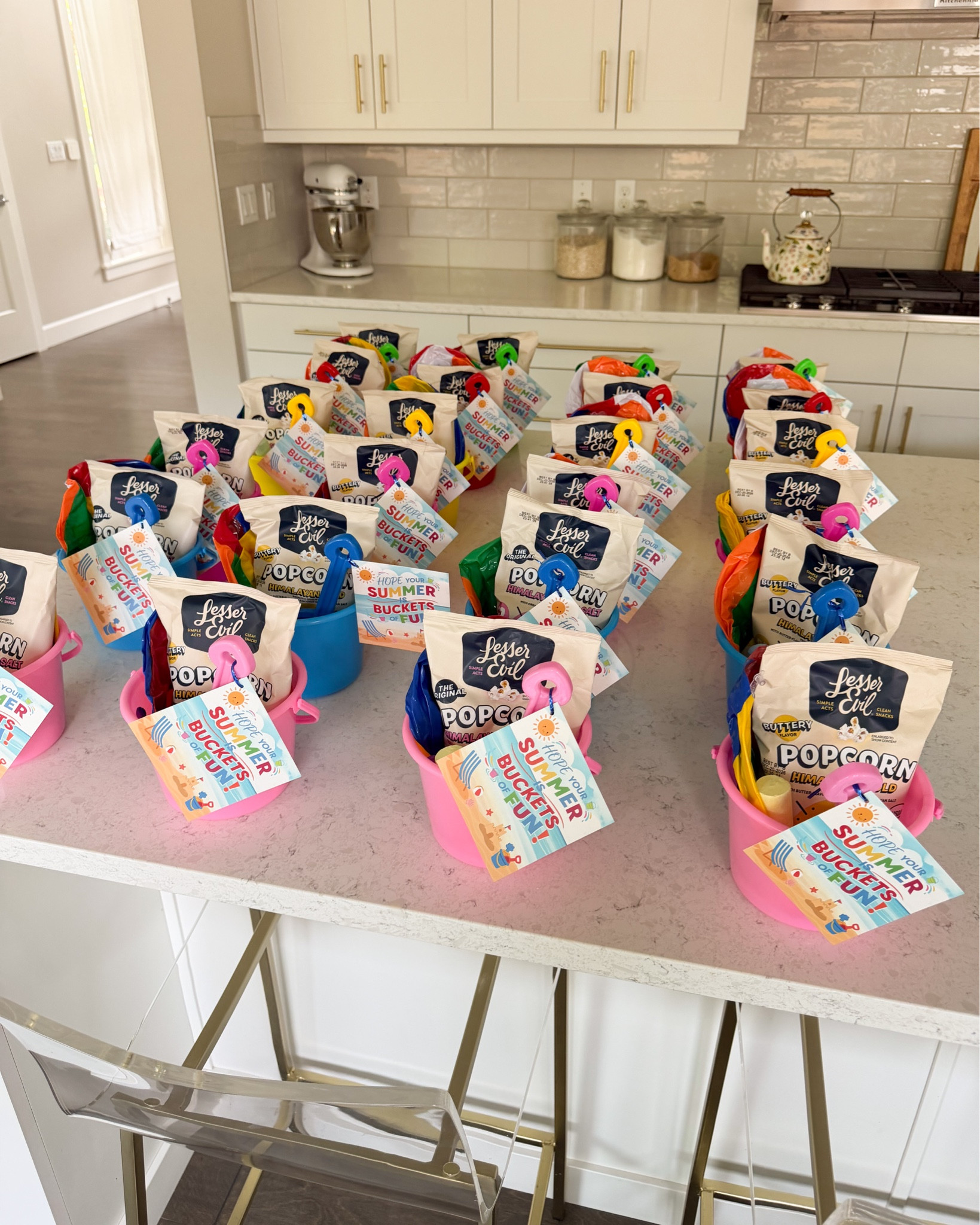 END-OF-SCHOOL-YEAR CLASSMATE GIFTS! ☀️🪣 This set came with buckets, shovels, beach balls, chalk, bubbles and the cute tags. All I added was the popcorn!

#LTKsummer #LTKkids #LTKgiftguide
