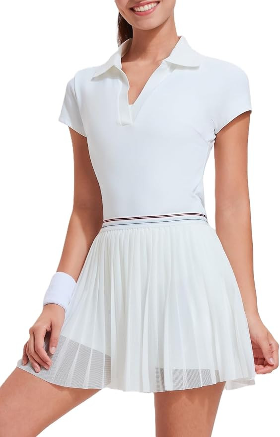 Mudere Tennis Skirt Set for Women Two Piece Golf Outfits High Waisted Pleated Athletic Skirt Outf... | Amazon (US)