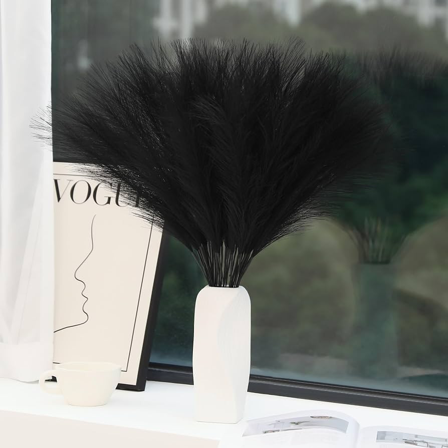 Wertuirk 30pcs Black Pampas Grass - 24 Inch Faux Pampas Grass Decor, Short Artificial Pampas Gras... | Amazon (US)