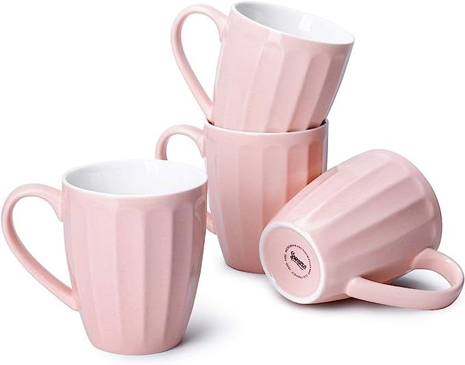 Sweese 602.108 Porcelain Fluted Mugs - 14 Ounce Coffee Cup Set for Coffee, Tea, Cocoa, Set of 4, ... | Amazon (US)