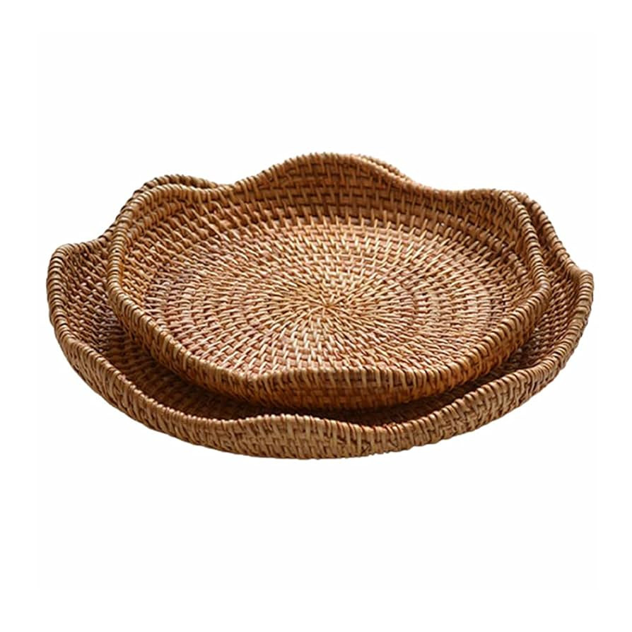 Hand-Woven Rattan Fruit Tray Storage Bread Basket Serving Tray Home Decoration Food Serving Platt... | Amazon (US)