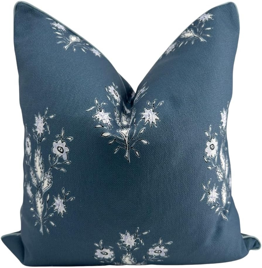 Norfolk Dark Blue Floral Pillow Cover Premium Grandmillennial Pillow Cover Throw Pillow for Home | Amazon (US)