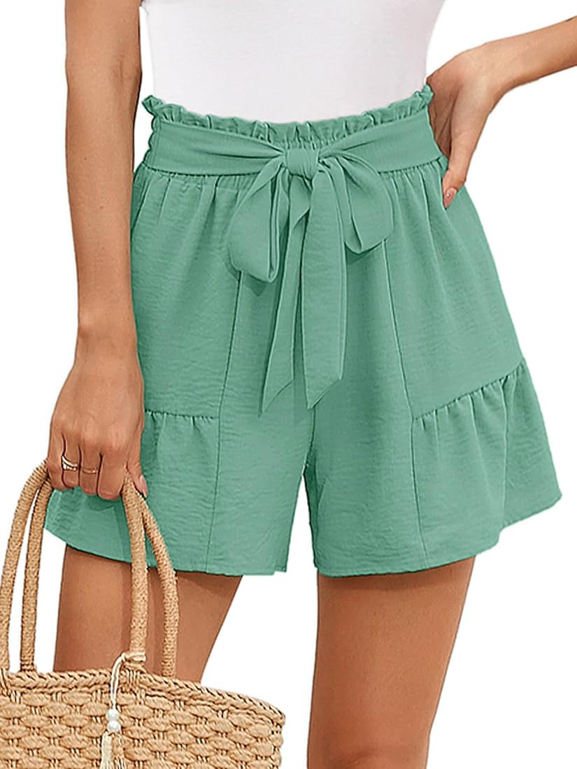 Heymoments Women's Wide Leg Shorts Without Pockets Lightweight High Waisted Adjustable Tie Knot L... | Amazon (US)