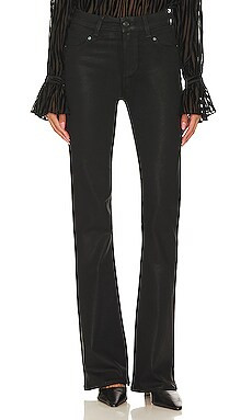 PAIGE High Rise Laurel Canyon Flare in Black Fog Luxe Coating from Revolve.com | Revolve Clothing (Global)