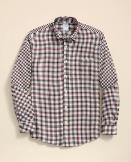 Stretch Supima® Cotton Non-Iron Twill Polo Button Down, Check Sport Shirt | Brooks Brothers