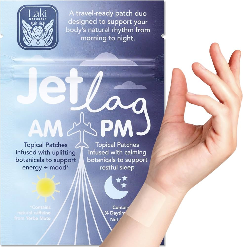 Laki Naturals Jet Lag AM & PM Travel Patches, Day & Night Formula (8ct) | Amazon (US)