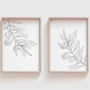 Olive Leaf Branch  Set of Two  Set of 2  Line Art  Line | Etsy | Etsy (US)