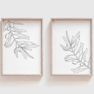 Olive Leaf Branch  Set of Two  Set of 2  Line Art  Line | Etsy | Etsy (US)