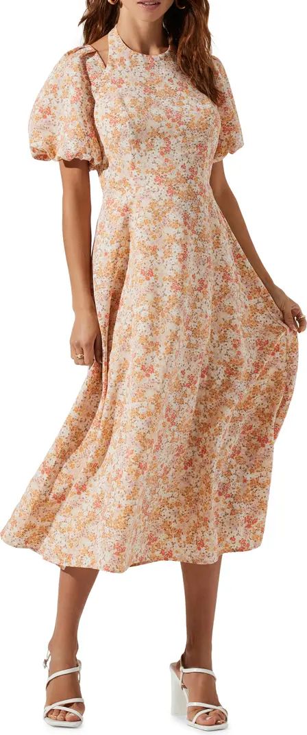 Floral Print Cutout Shoulder Dress | Nordstrom Rack
