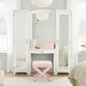 Hampton Vanity Desk with Mirrored Towers (66") | Pottery Barn Teen