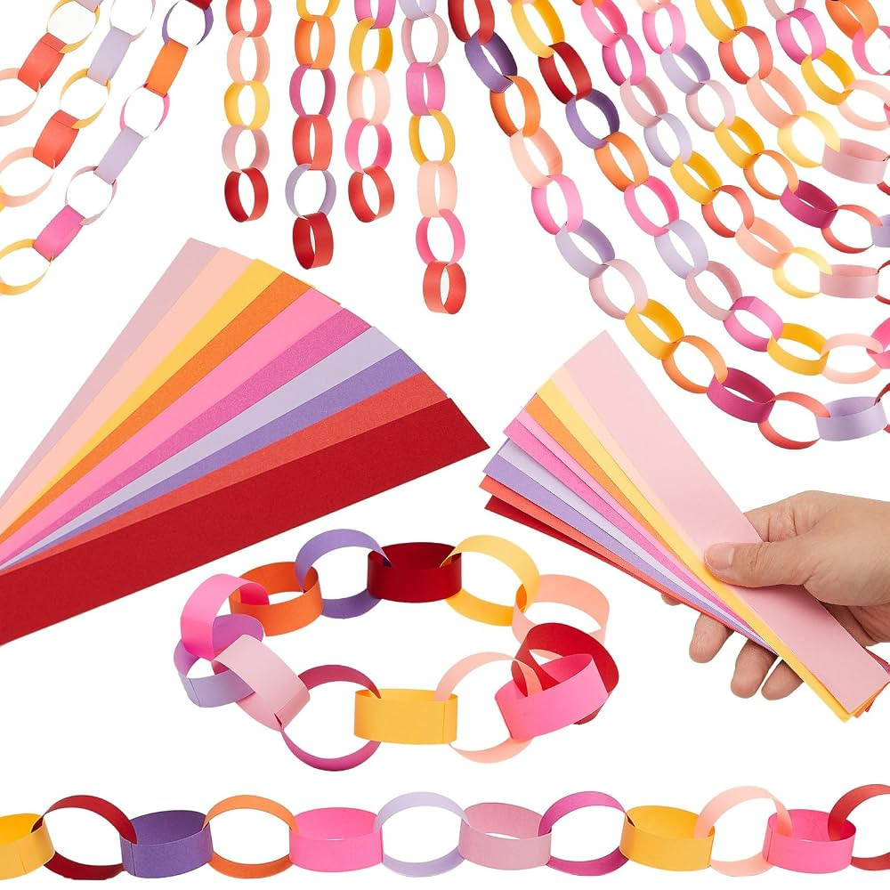 Lincia 600 Sheet Summer Paper Wedding Chain Garland Construction DIY Groovy Chain Strip 114 Feet ... | Amazon (US)
