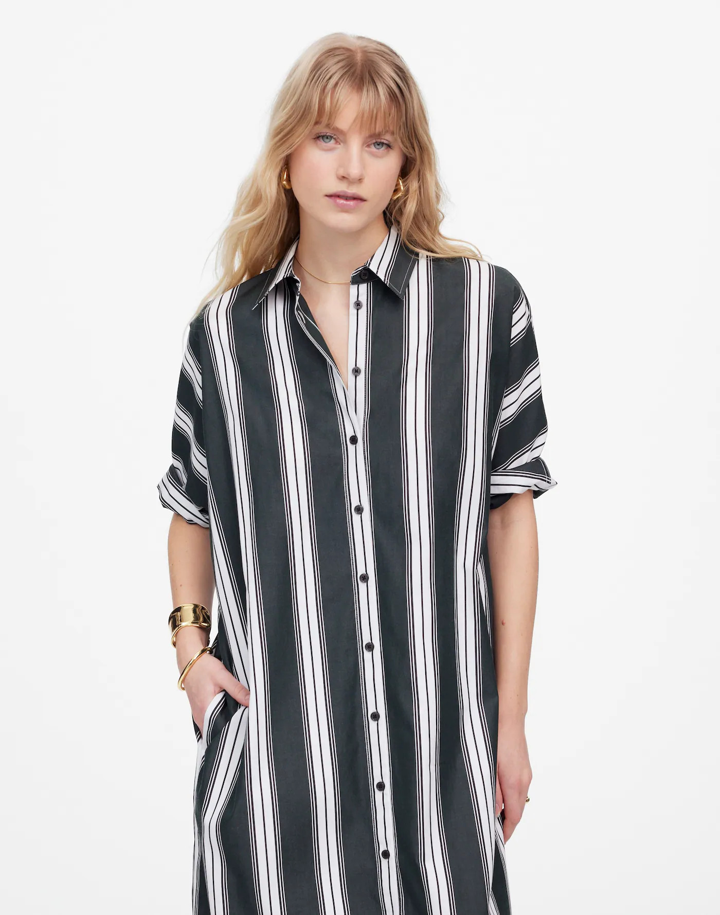 Dolman Midi Shirtdress in Stripe Poplin | Madewell | Madewell