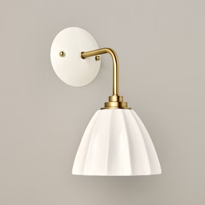 Fluted Ceramic Sconce White/Gold - Hearth & Hand™ with Magnolia | Target