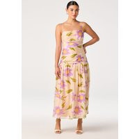 ASTR the Label | Ava Floral Pleated Midi Dress in Purple floral |  Size M | ASTR The Label (US)