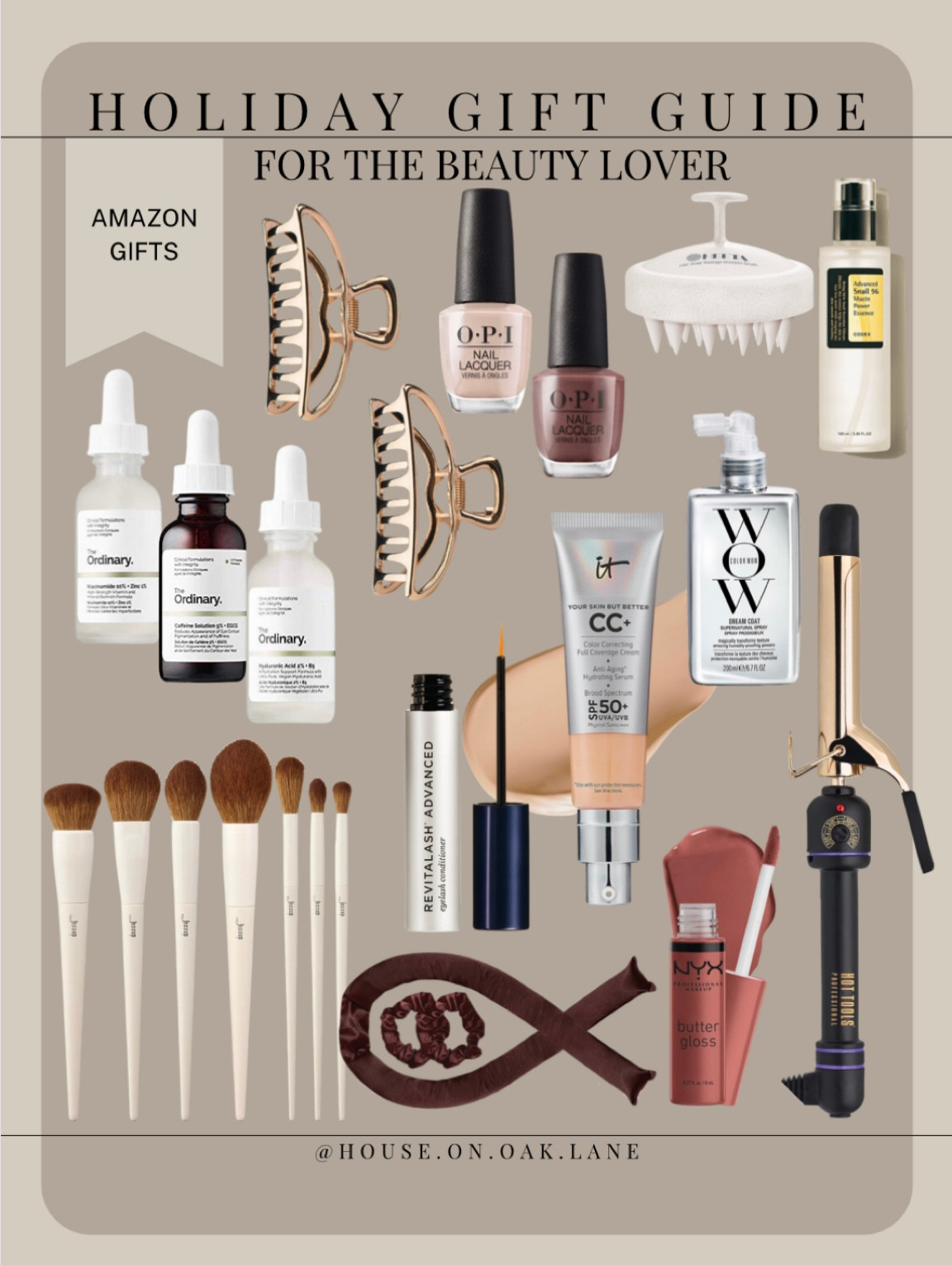 Holiday gift guide for the beauty lover 

Butter lip gloss nude shade heartless curls makeup brush set viral foundation hair are skincare the ordinary gold brass hair claw lash serum scalp massager nail polish gift for women young adults college teen her 

#LTKGiftGuide #LTKfindsunder50 #LTKstyletip