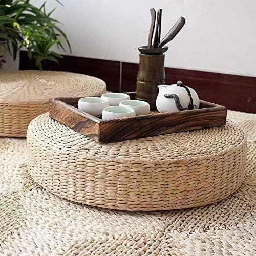 Japanese Seat Cushion Round Pouf Tatami Chair Pad Yoga Seat Pillow Knitted Floor Mat Garden Dinin... | Amazon (US)
