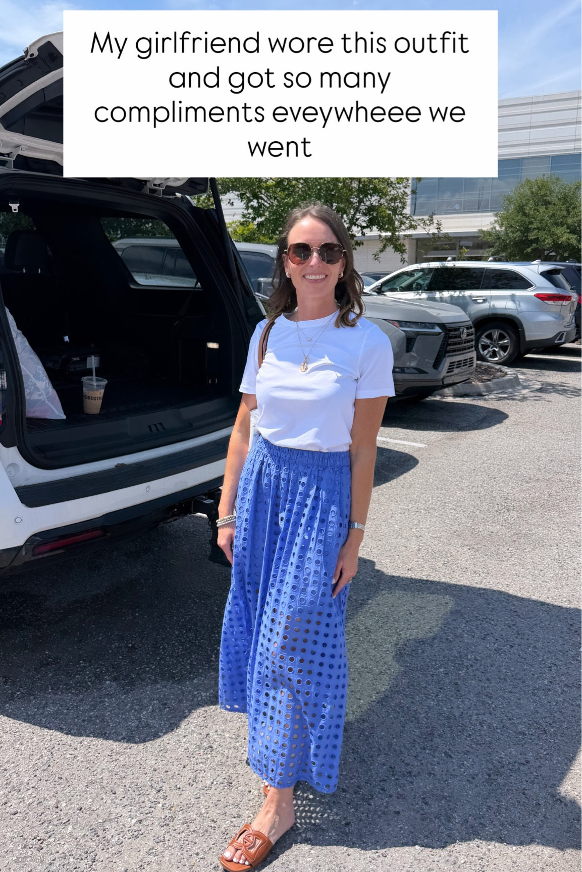 This Amazon skirt got her so many compliments color is cobalt blue, tee is spanx use code ANNAMXSPANX 

#LTKootd #LTKdayinmylife #LTKgrwm