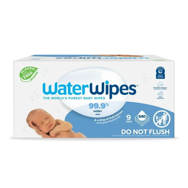 WaterWipes Plastic-Free Original Baby Wipes, 99.9% Water Based Wipes, Fragrance-Free for Sensitiv... | Walmart (US)