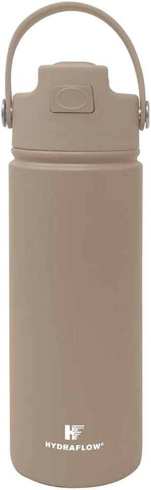 Hydraflow Hybrid - Triple Wall Vacuum Insulated Water Bottle with Flip Straw (17oz, Khaki) Stainl... | Amazon (US)