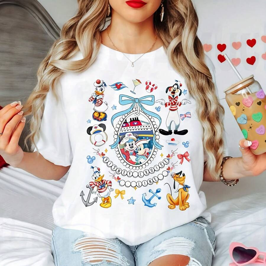 Coquette Bows Disney  &, Disney Cruise Line T-Shirt, Disney Wish Sy Magic Wonder 2025 Matching , ... | SHEIN