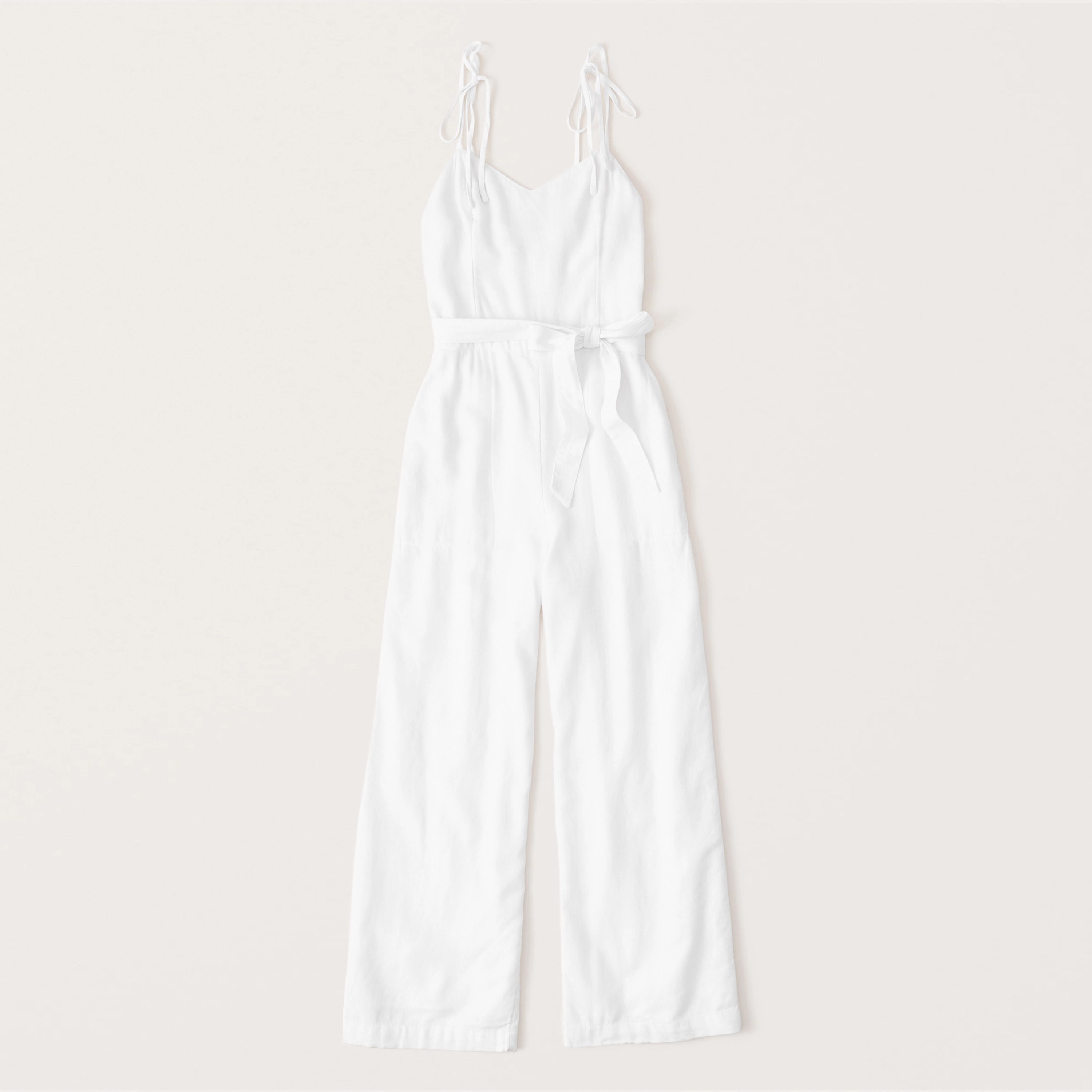 Tie-Strap Linen-Blend Jumpsuit | Abercrombie & Fitch (US)