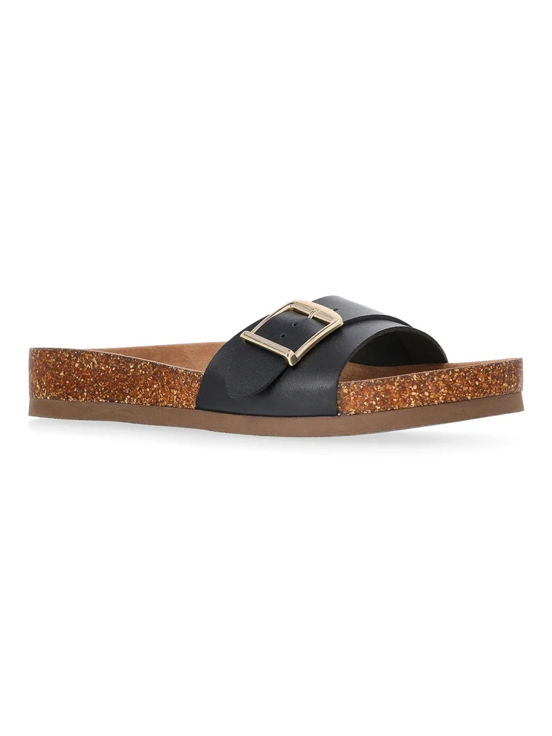Time and Tru Women's One Buckle Footbed Slide Sandals | Walmart (US)