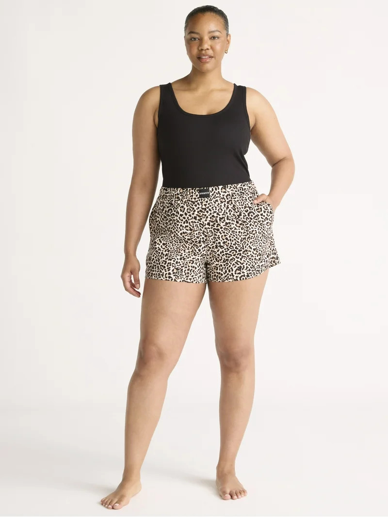 Joyspun Women's Woven Pajama Boxer Shorts, 3'' Inseam, Sizes XS-3X | Walmart (US)